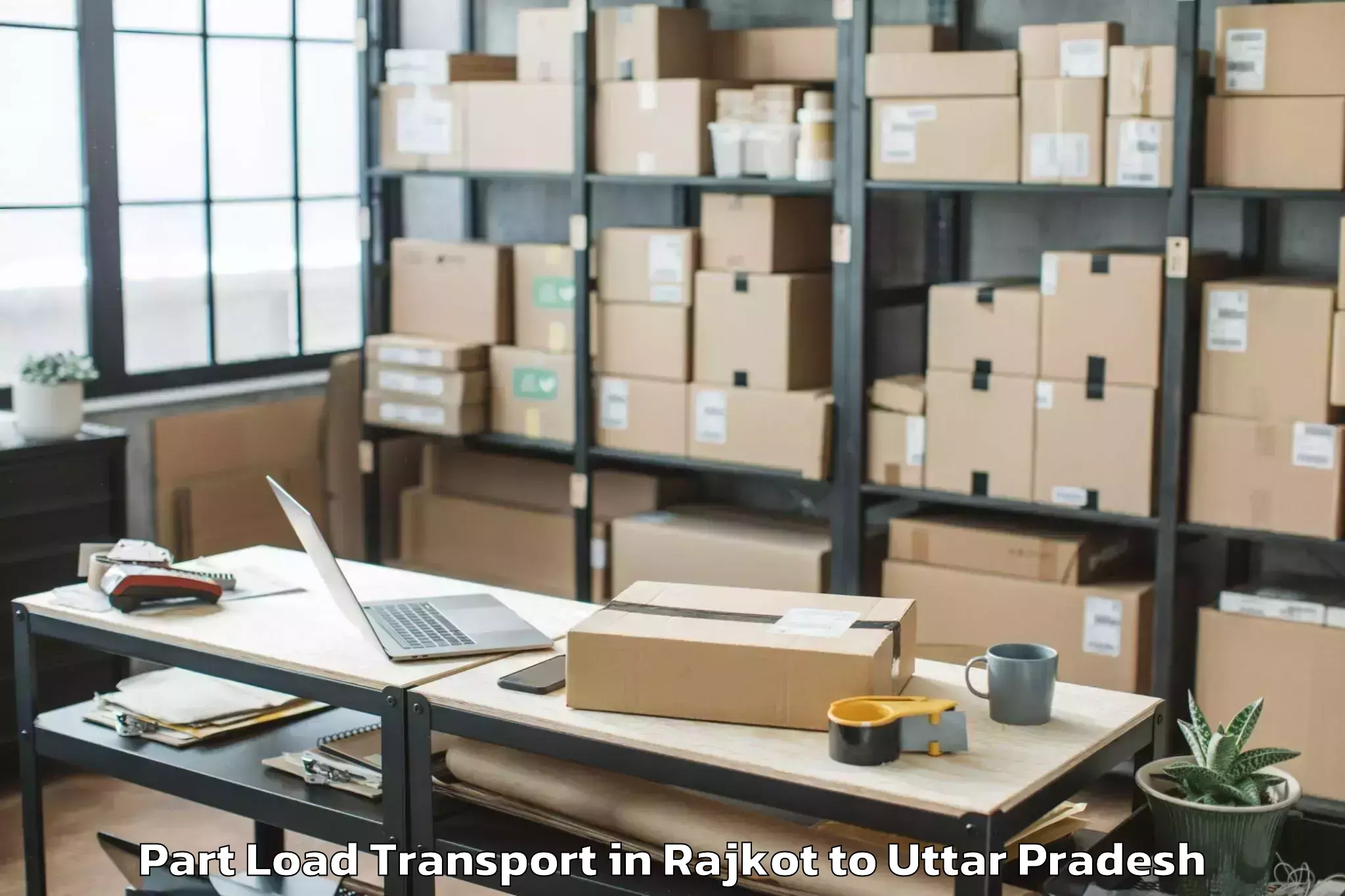 Professional Rajkot to Gorakhpur Airport Gop Part Load Transport